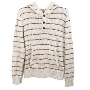 Faherty | Striped Henley Sweater Hoodie Coastal Beach Surfer Large